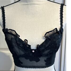 Vintage Frederick's of Hollywood Black Lace Bustier Bra